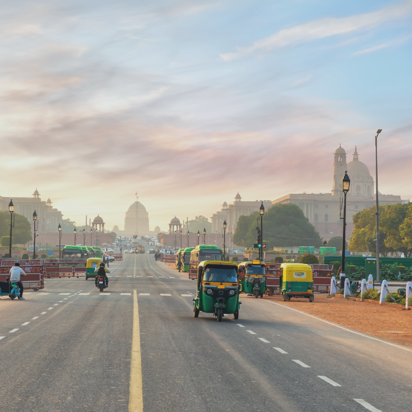 La route vers la résidence présidentielle ou Rashtrapati Bhavan, New Delhi, Inde