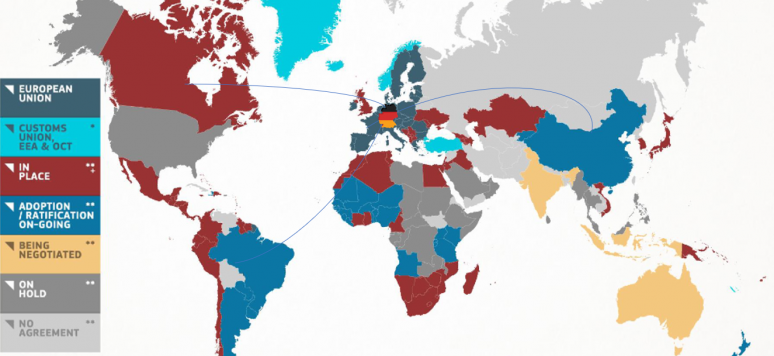 "Carte des accords commerciaux de l'Union Européenne", Commission européenne, 1er février 2023"