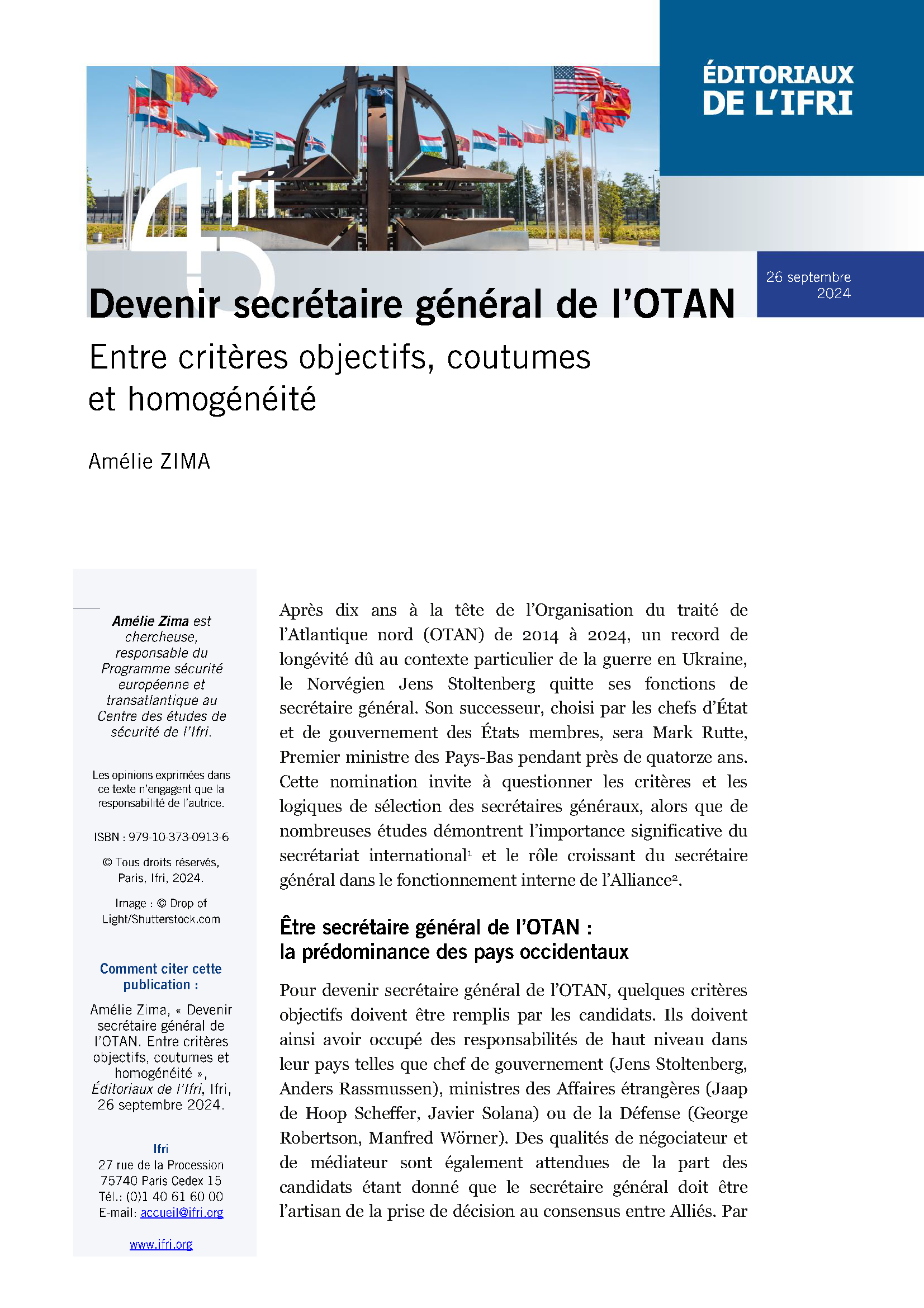 Devenir secrétaire général de l'OTAN