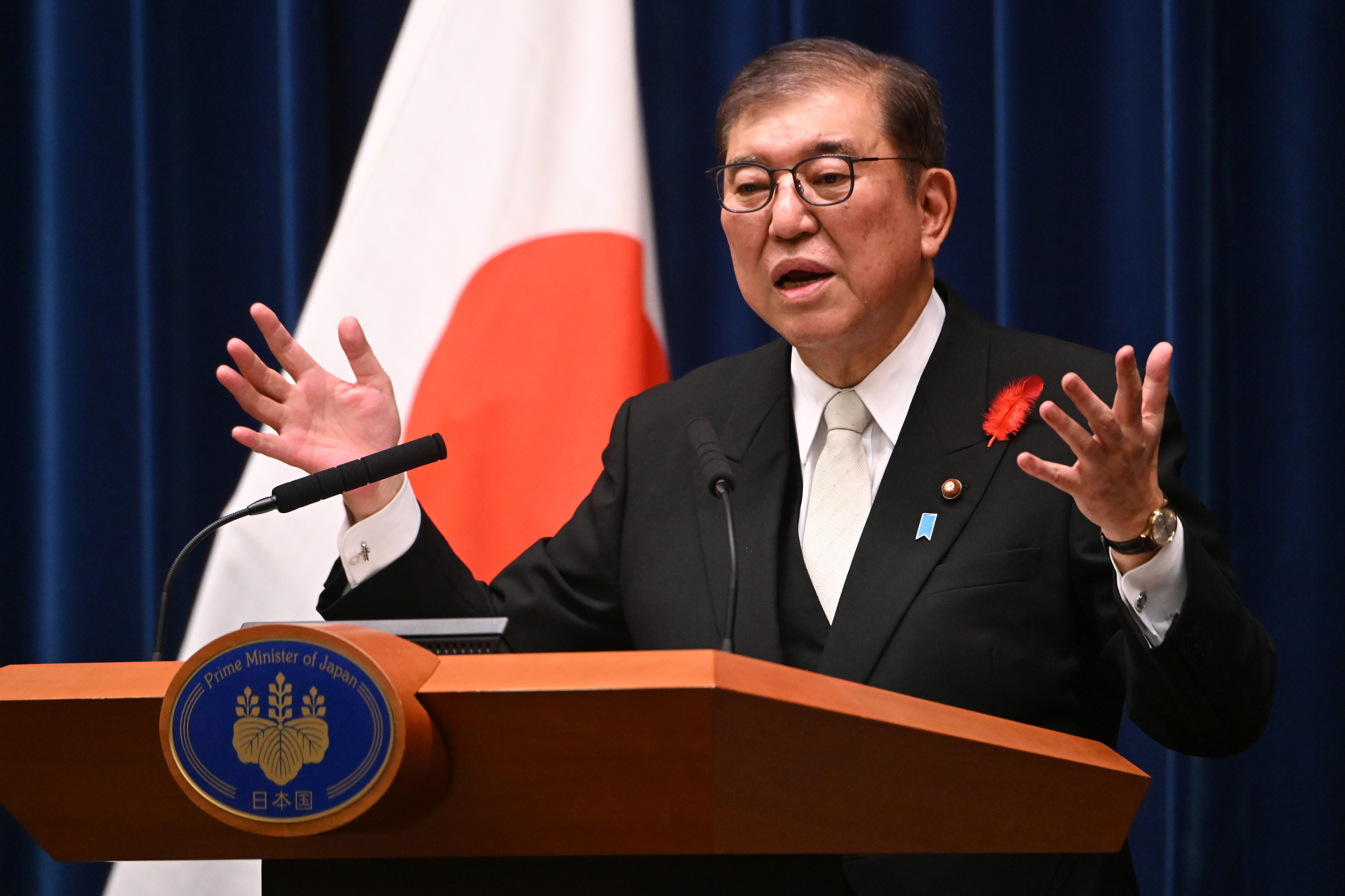 Conférence de presse : le nouveau Premier ministre japonais Shigeru Ishiba, Tokyo - 01 octobre 2024