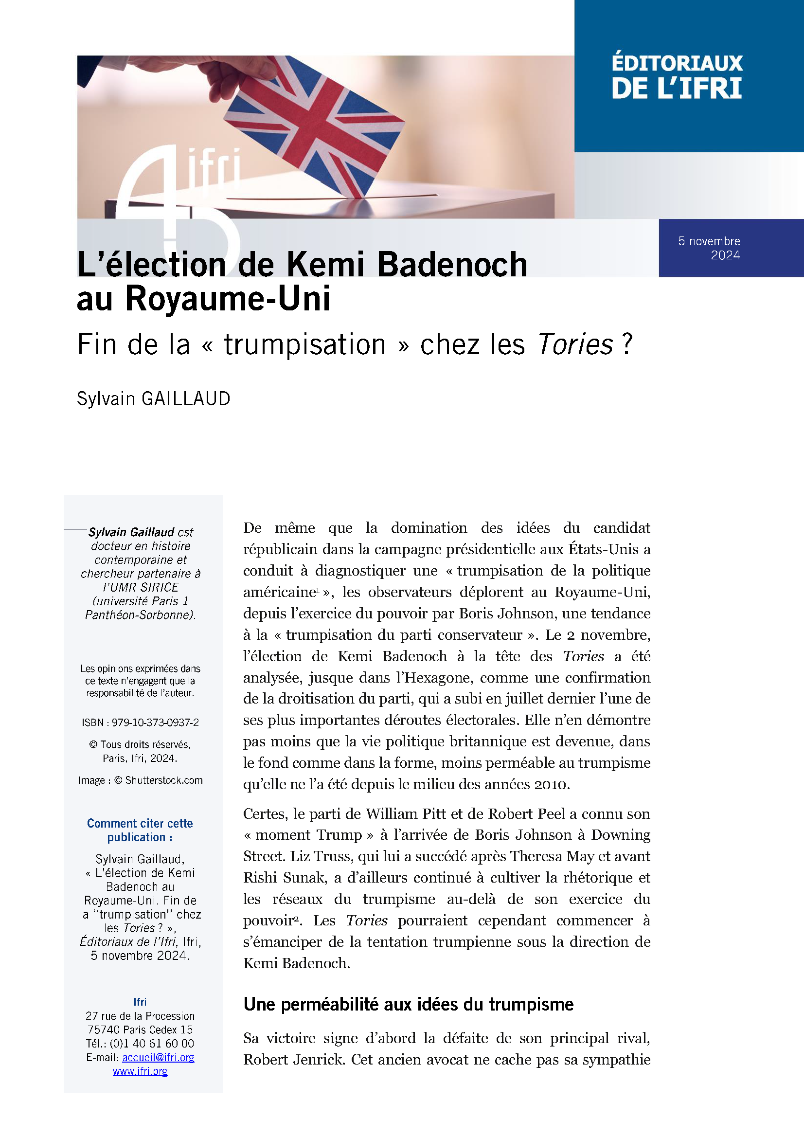 Edito L'élection de Kemi Badenoch