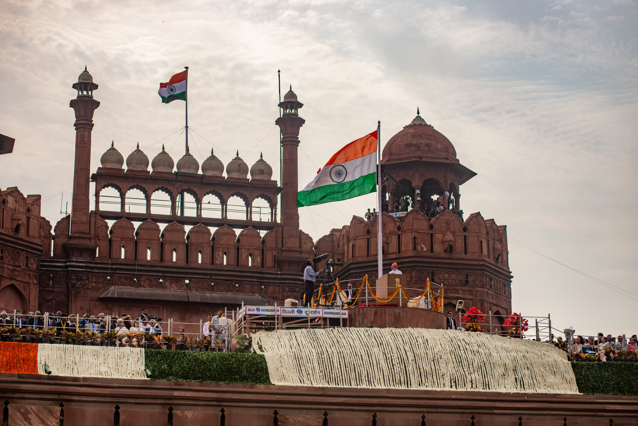 New Delhi, Inde, 15 août 2018 : le Premier ministre Narendra Modi prononce un discours à la nation lors d'une célébration du Jour de l'Indépendance