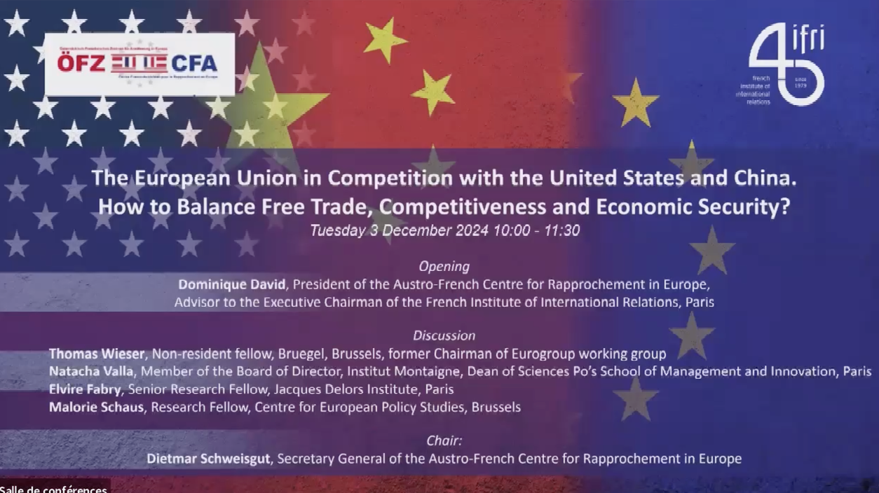 The European Union in Competition with the United States and China. How to Balance Free Trade, Competitiveness and Economic Security?, Ifri, 2024