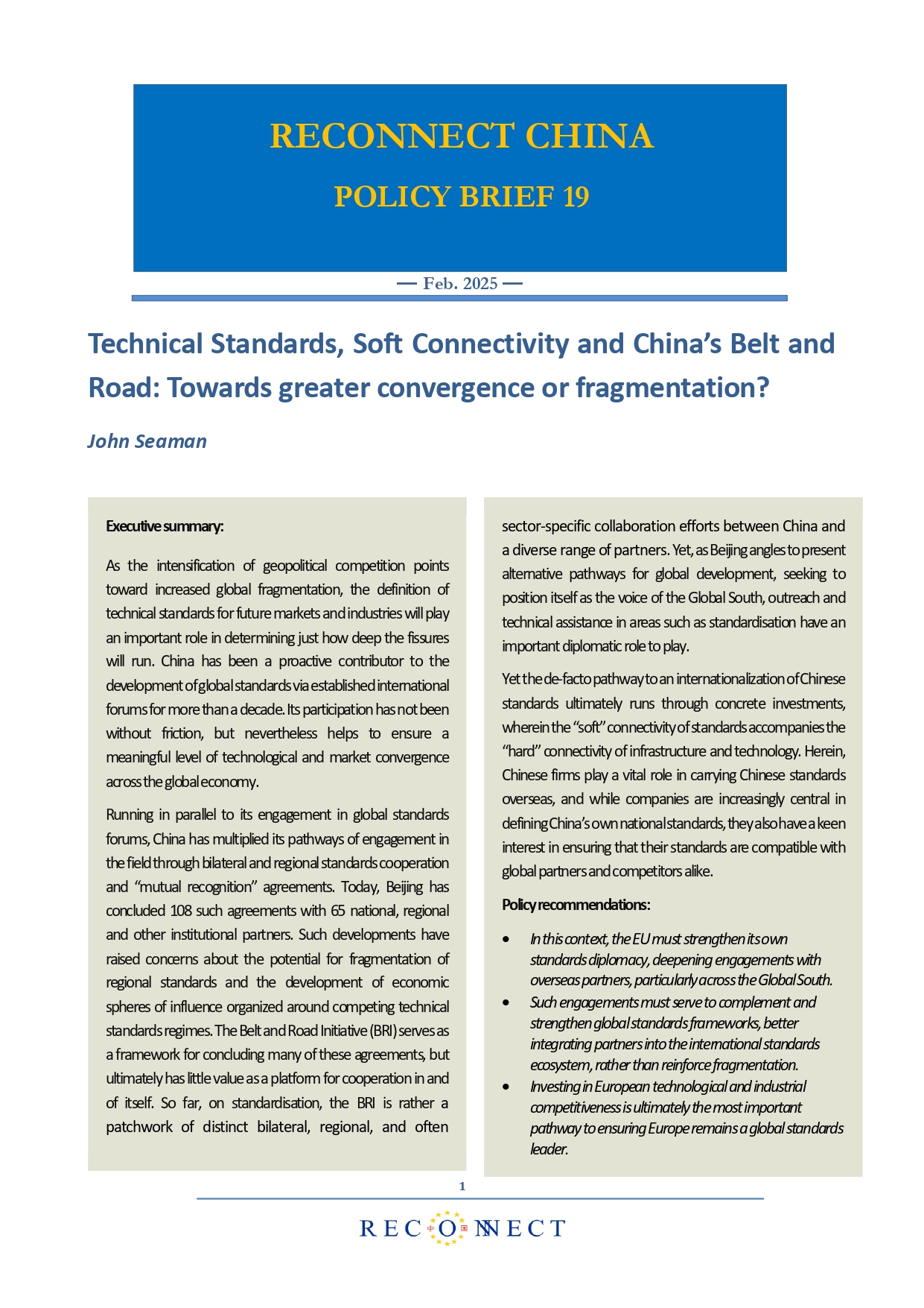 Technical Standards, Soft Connectivity and China’s Belt and Road: Towards greater convergence or fragmentation?