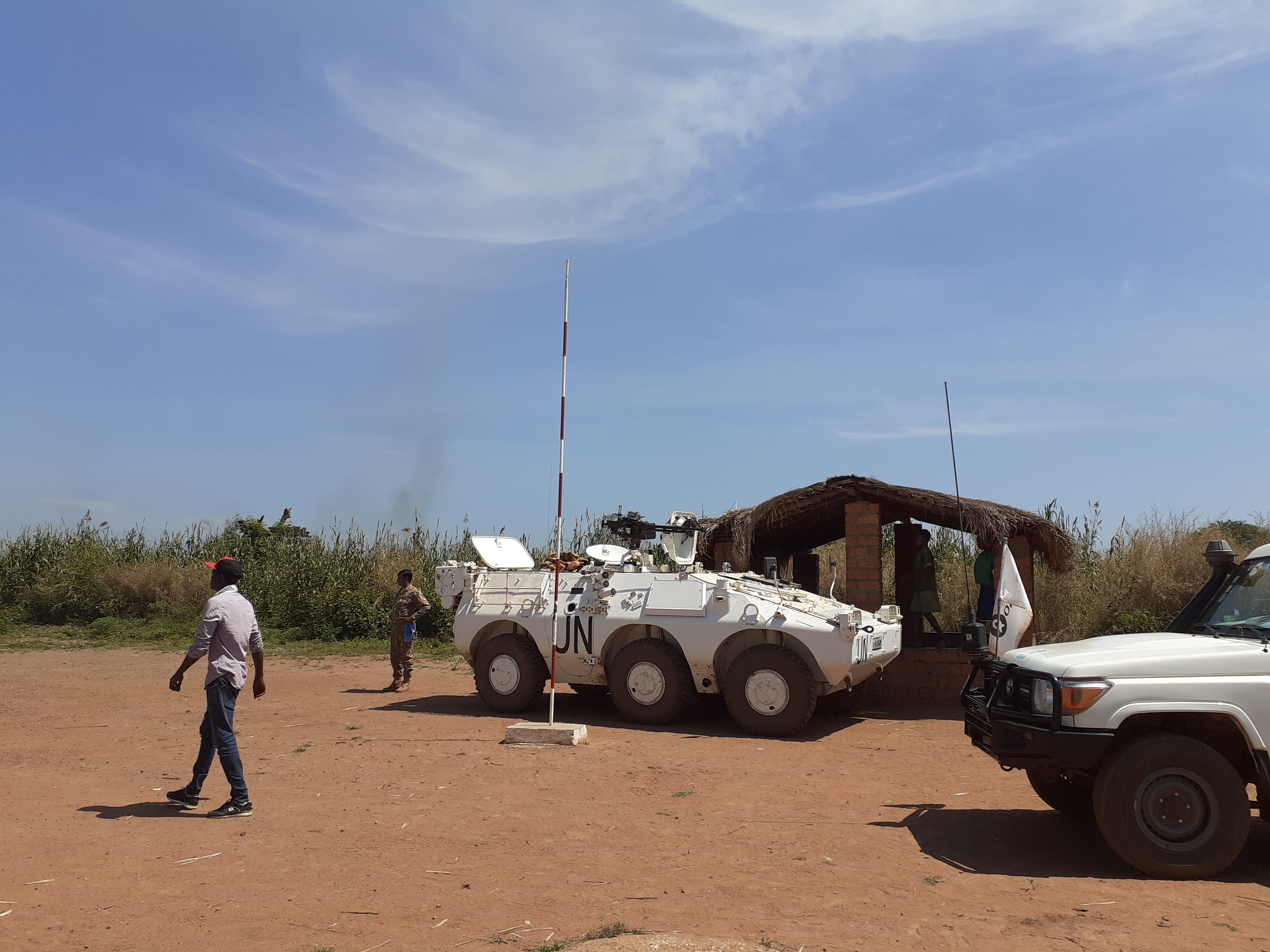 Véhicule de l'ONU à Batangafo, République Centrafricaine, 2019