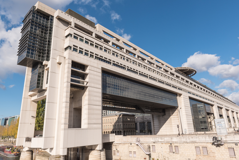 PARIS, FRANCE - 05 NOVEMBER 2016- Headquarters of the French Ministry of Finance and Economy in Bercy neighborhood extending over the Seine river in Paris