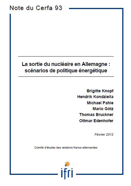 La sortie du nucléaire en Allemagne: scénarios de politique énergétique