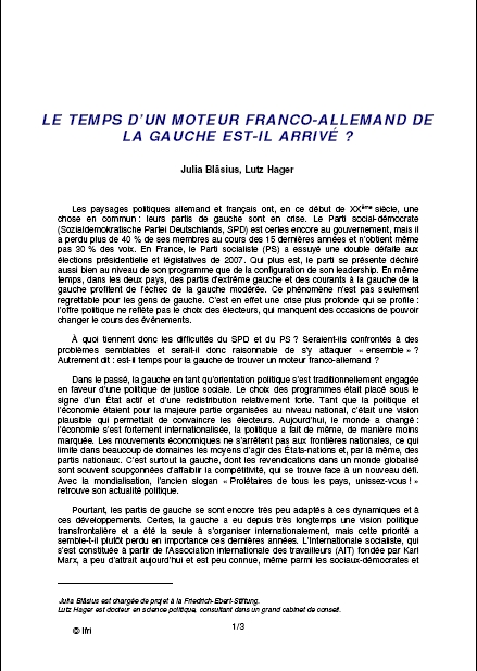 Le temps d'un moteur franco-allemand de la gauche est-il arrivé?