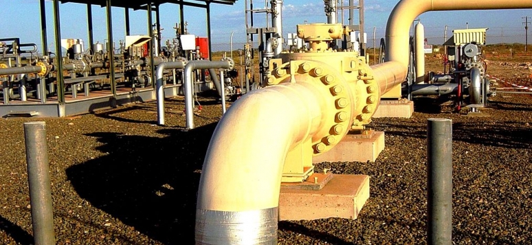 View of the Dampier to Bunburry Natural Gas Pipeline at Main Line Valve No. 7 near Dampier, Western Australia