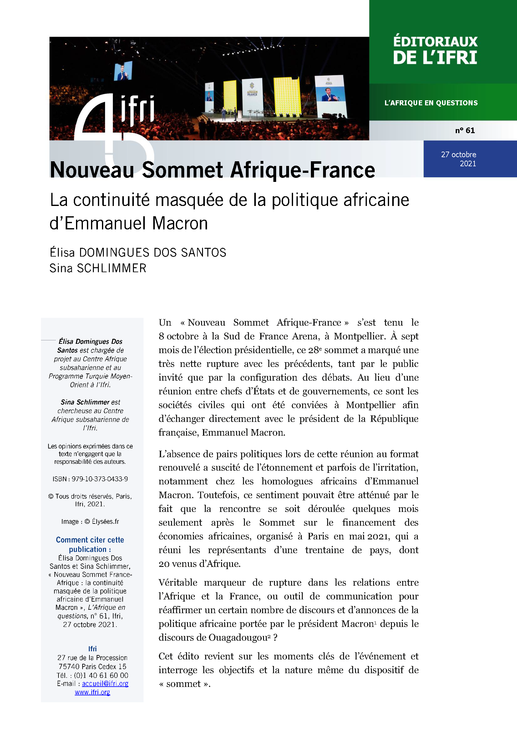 Edito_Nouveau Sommet Afrique-France_Page 1