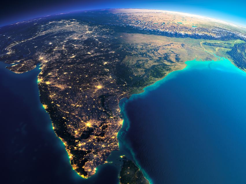 Reproduction de l'Inde et du Sri Lanka vus de nuit à partir d'images de la NASA - Anton Balazh