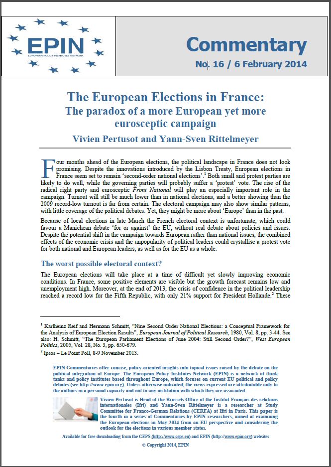 The European Elections in France: The paradox of a more European yet more eurosceptic campaign