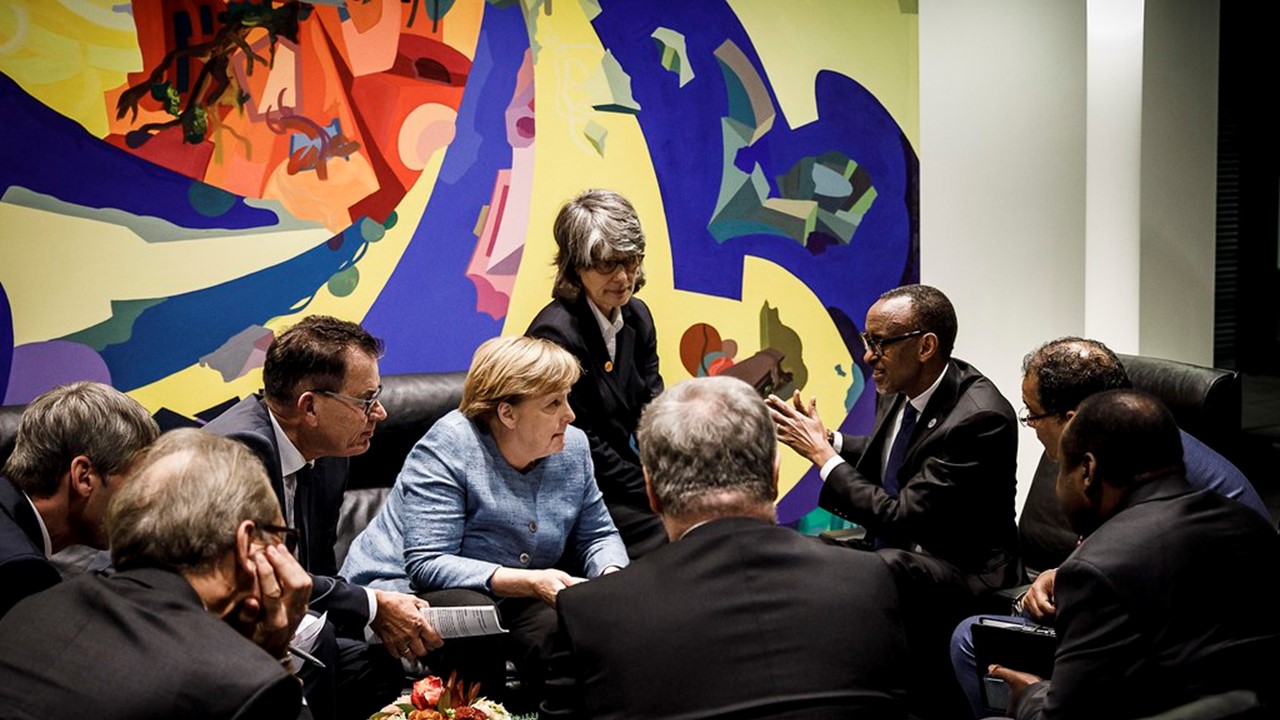 President Kagame meets with Chancellor of Germany Angela Merkel on the sidelines of the G20 Compact with Africa Conference | Berlin, October 30, 2018