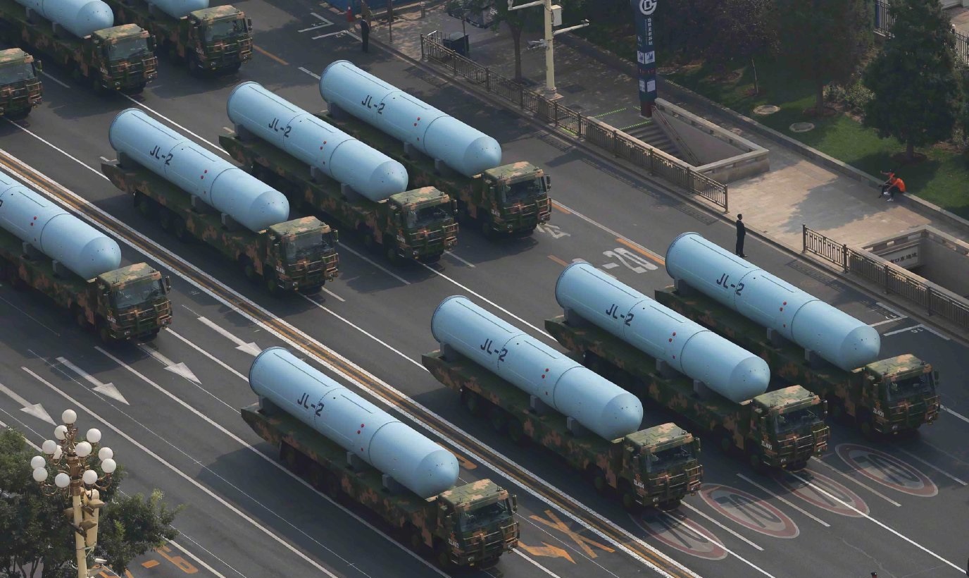 Chinese Submarine-Launched Ballistic Missiles JL-2 during a military parade in Beijing, October 2019 