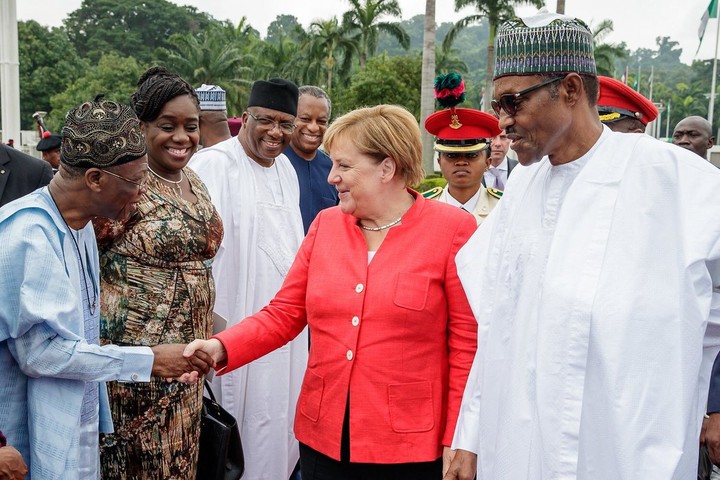 President Buhari receives in official visit German Chancellor, Angela Merkel in State House, August 31st, 2018. Copyright Channels TV.