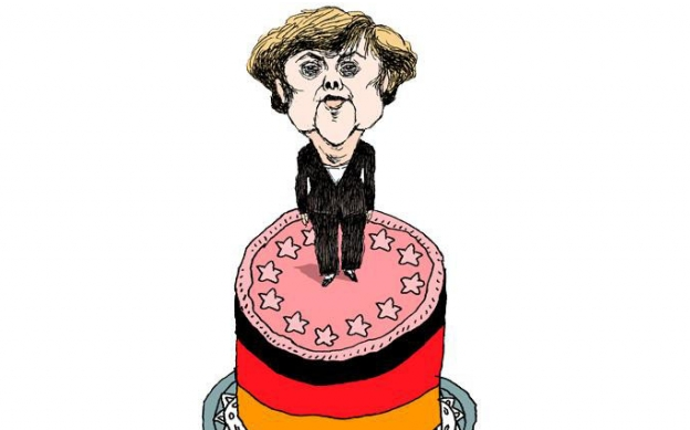 A. Merkel. Dessin de Mayk paru dans Sydsvenskan, Malmö, repris par Courrier International, 13.03.2015