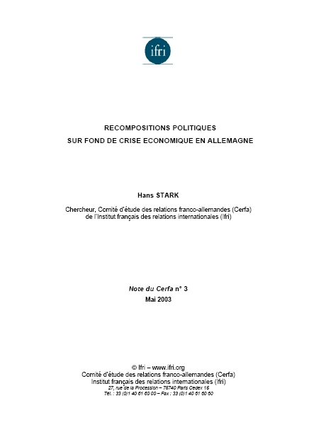 Recompositions politiques sur fond de crise économique en Allemagne