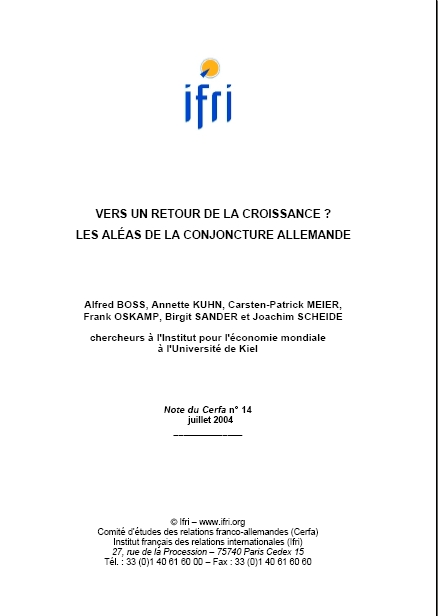 Vers un retour de la croissance? Les aléas de la conjonture allemande