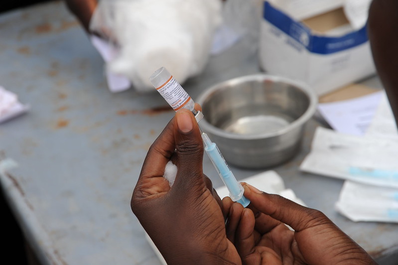 Syringe and vaccine in Burkina Faso