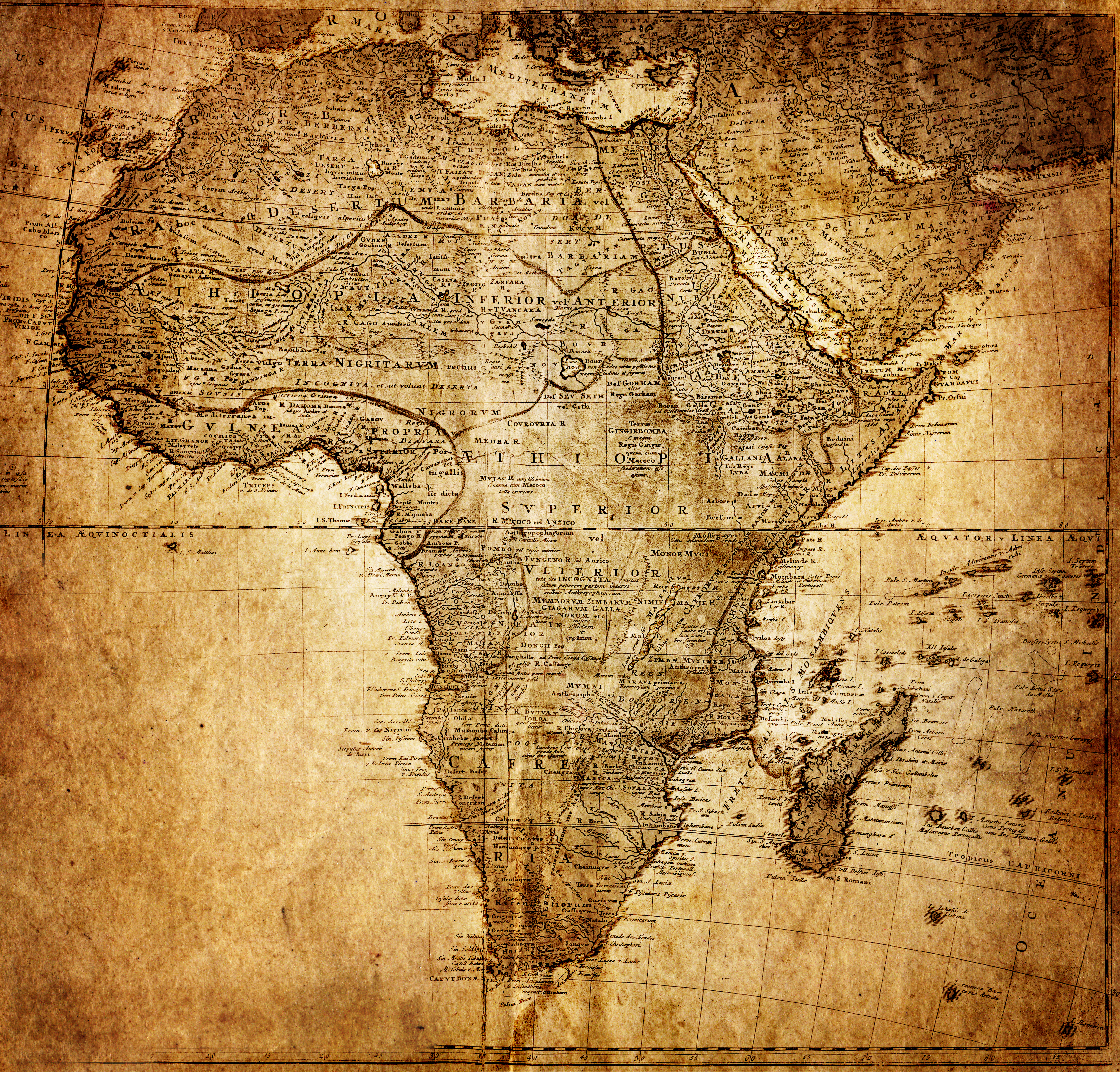 Early map of Africa, publisher: Homannianorum H, 1737 Nuremberg (Germany)