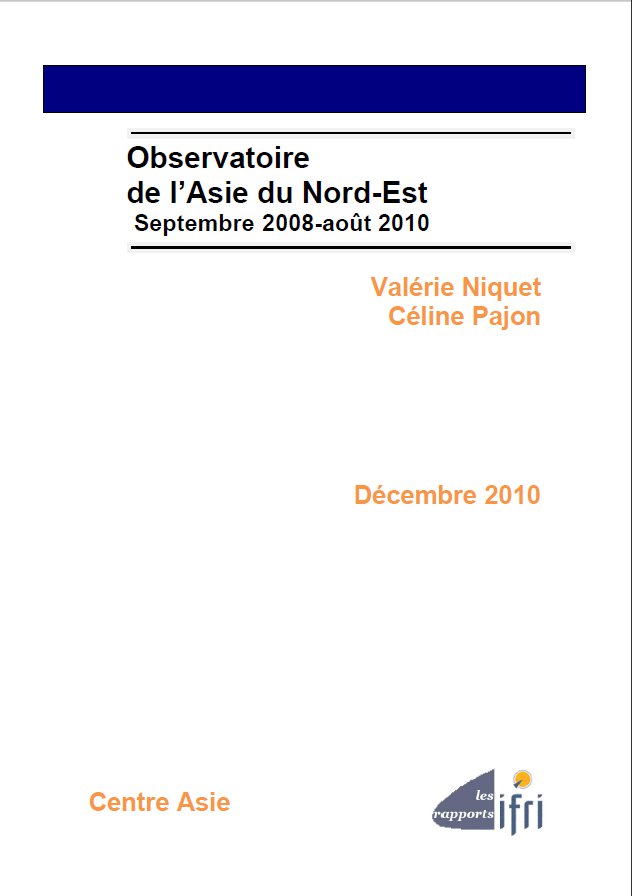 Observatoire de l'Asie du Nord-Est - Septembre 2008-août 2010