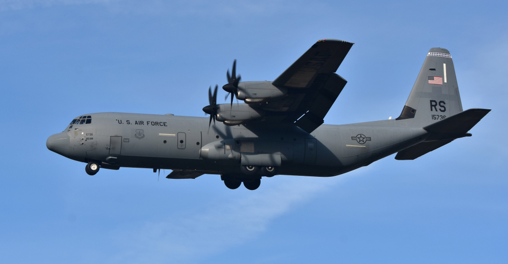 Avion cargo C-130 Hercules de l'US Air Force, Ramstein, Allemagne