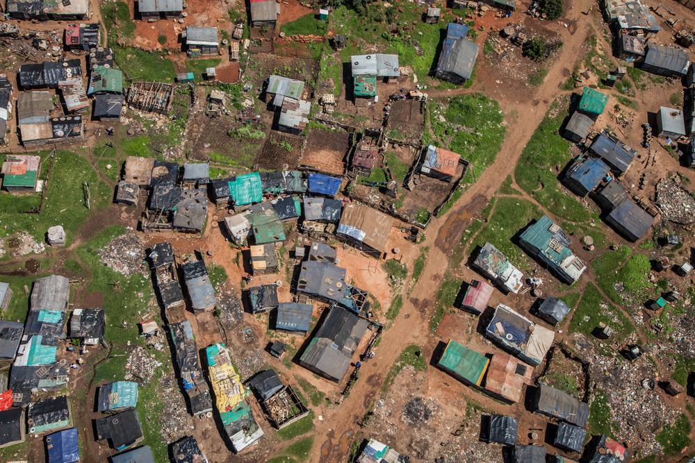 Vue aérienne d'une zone d'habitation à Johannesburg, en Afrique du Sud