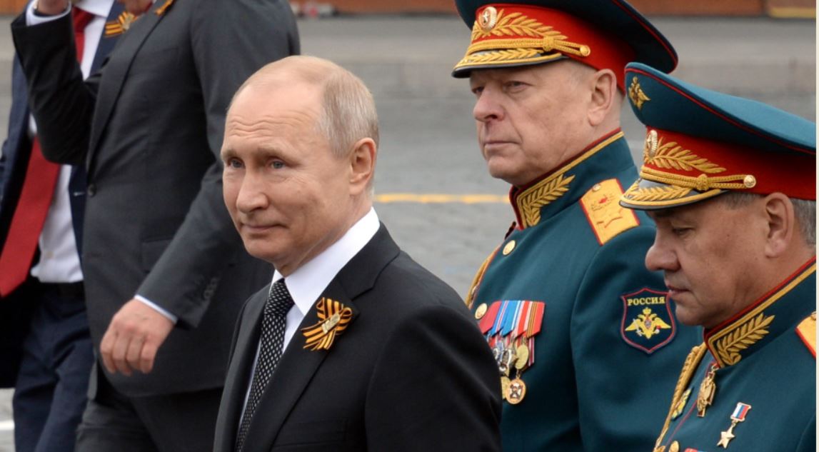 Russian President Vladimir Putin with defense Minister Sergei Shoigu, Moscow - May 9, 2019 