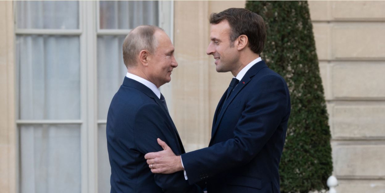 Le Président Emmanuel Macron et Vladimir Putin, Président de la Russie à l'Elysée, Paris, 9 décembre 2019