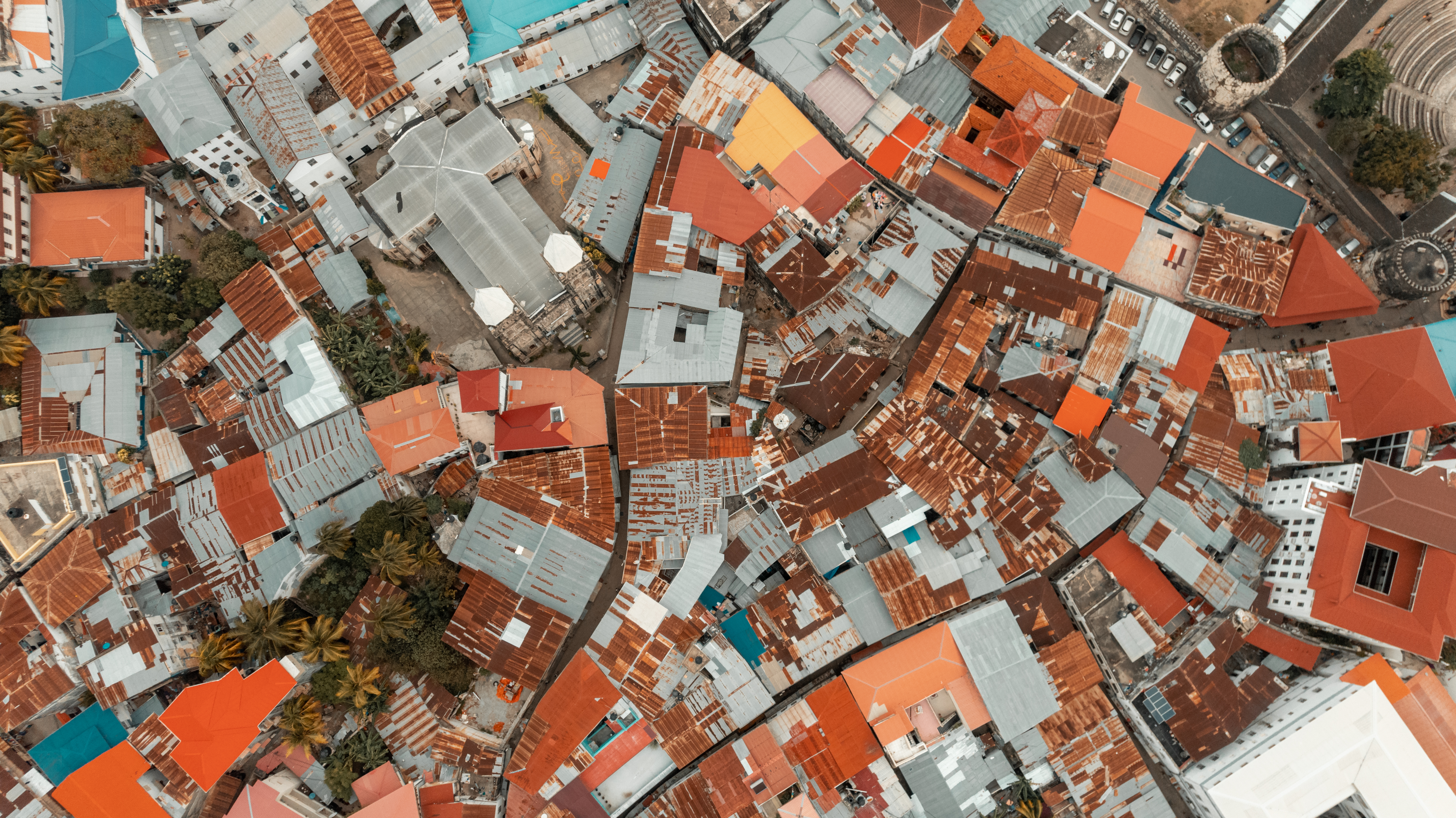 Vue aérienne d'un quartier industriel de Dar es Salaam, Tanzanie