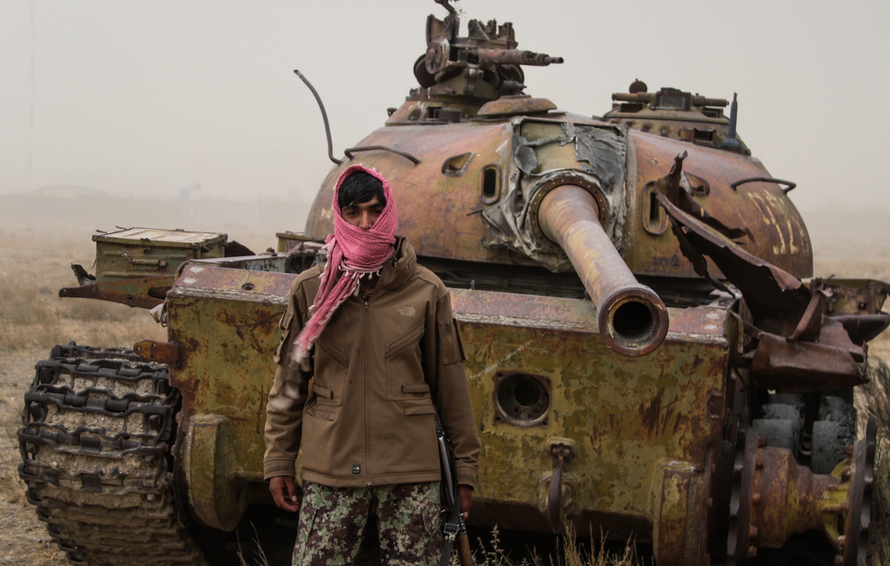 Kabul, Afghanistan, August 10, 2021, Old Taliban tanks and guns on the outskirts of Kabul city