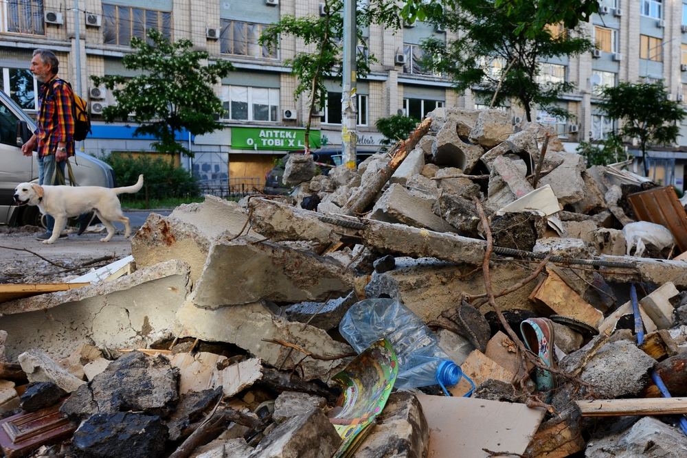 Immeuble d'habitation suite à l'explosion d'un missile russe, 22 juin 2022