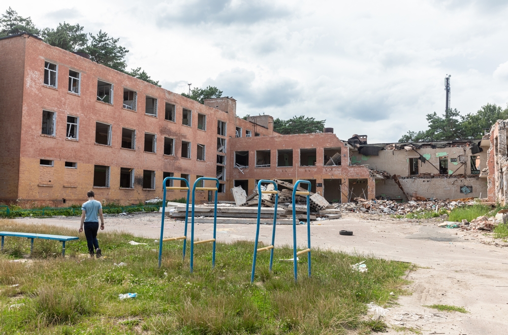 Une école détruite à Tchernihiv, Ukraine, 27 juillet 2022