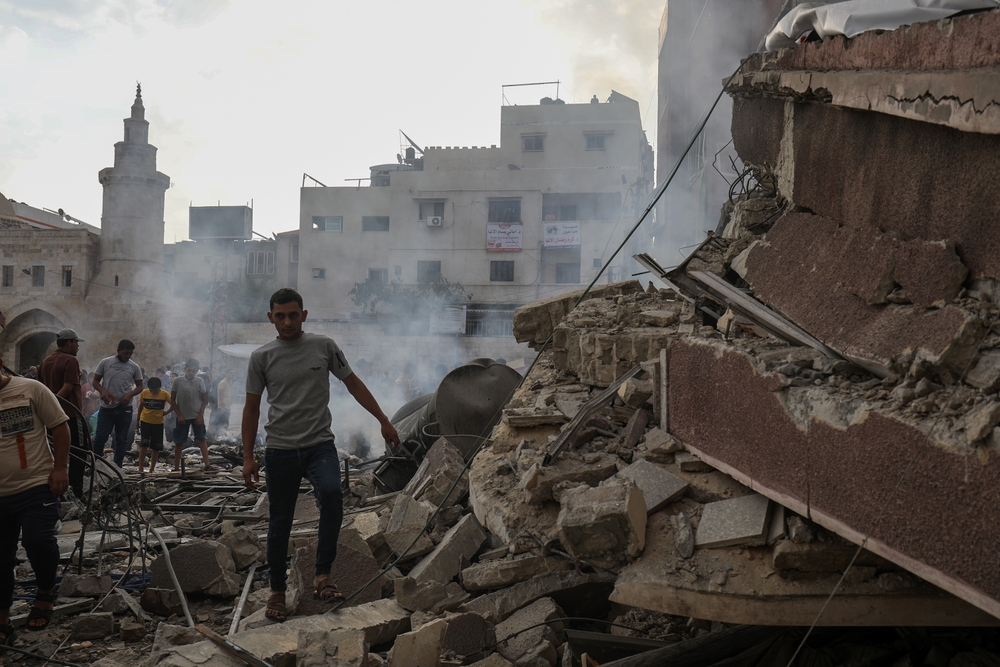 Ville de Khan Yunis, au sud de la bande de Gaza, après une frappe aérienne israélienne - 12 mars 2024