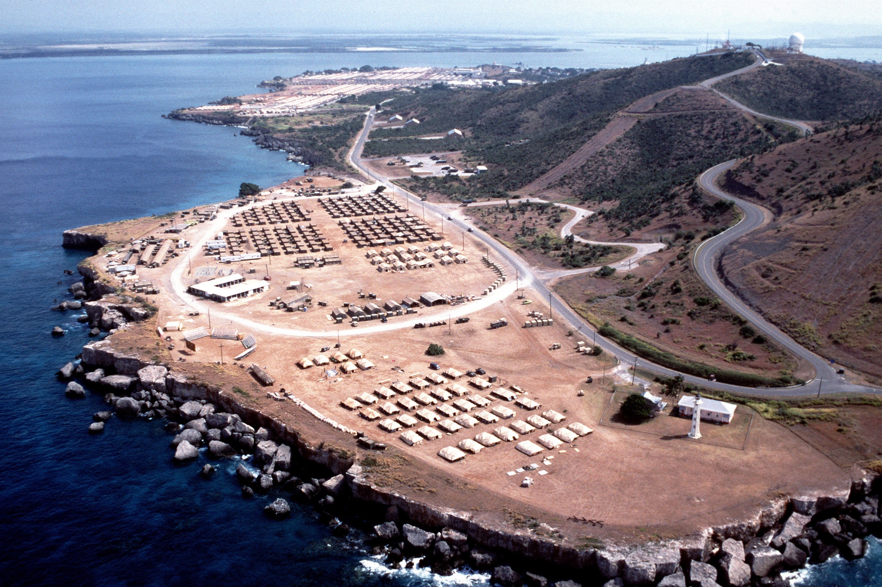 Aerial view of US Naval Base, Guantanamo Bay, Cuba