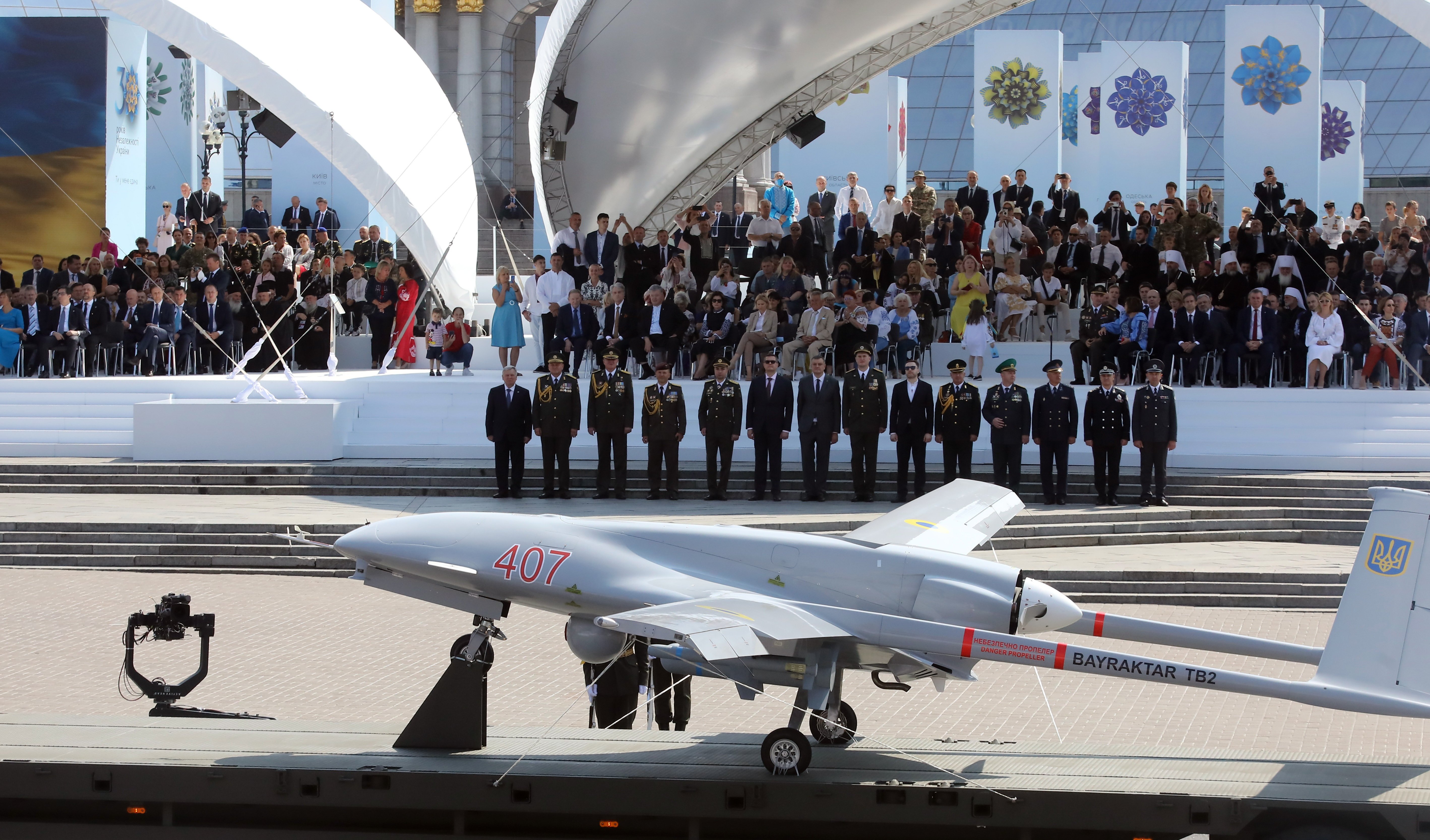 Bayraktar TB2 UAV presented in the military parade marking the thirtieth anniversary of Ukraine’s independence, Kyiv, August 24, 2021