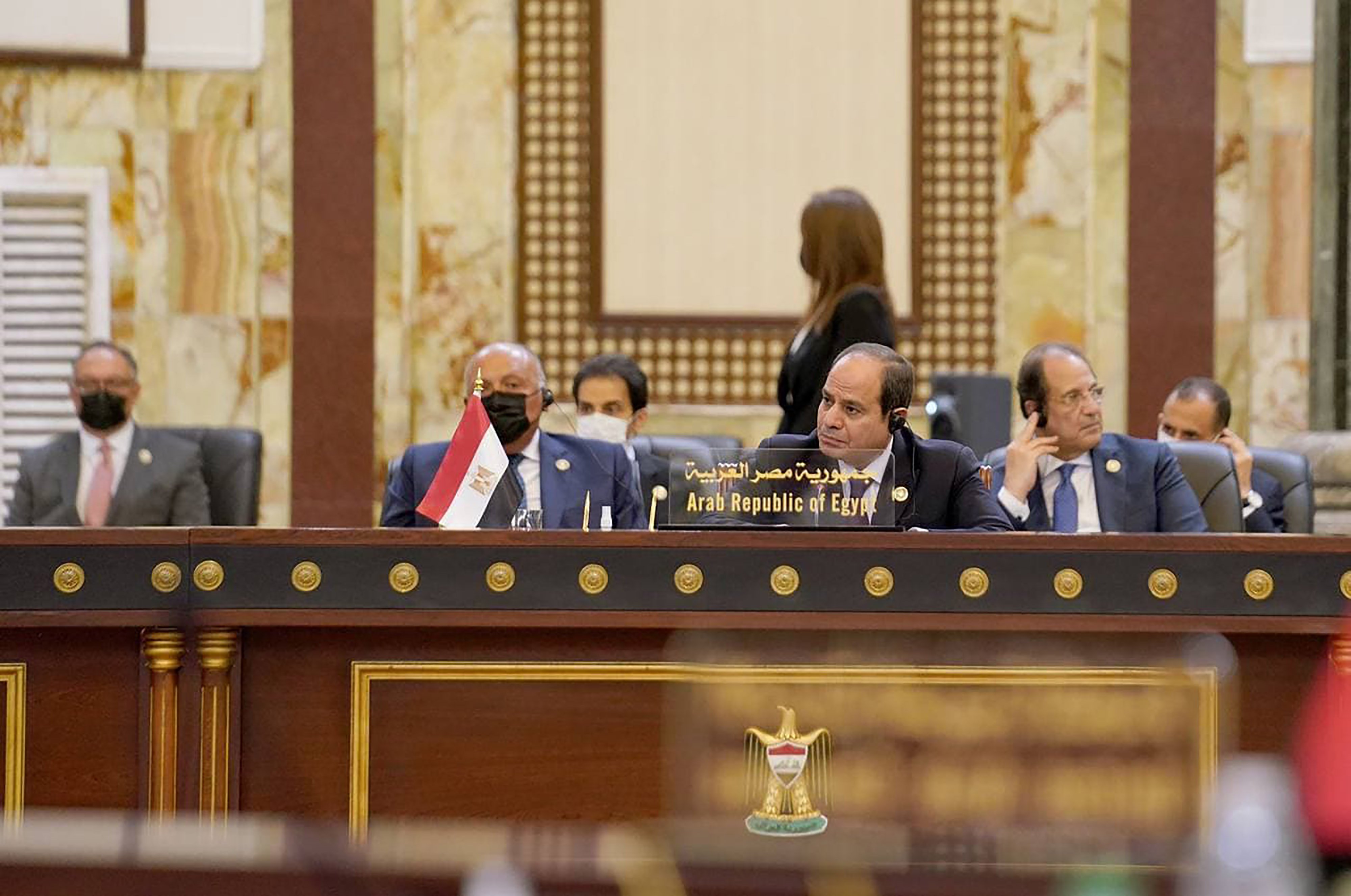 Le président égyptien Abdel Fattah al-Sisi à la conférence de Bagdad, 28 août 2021