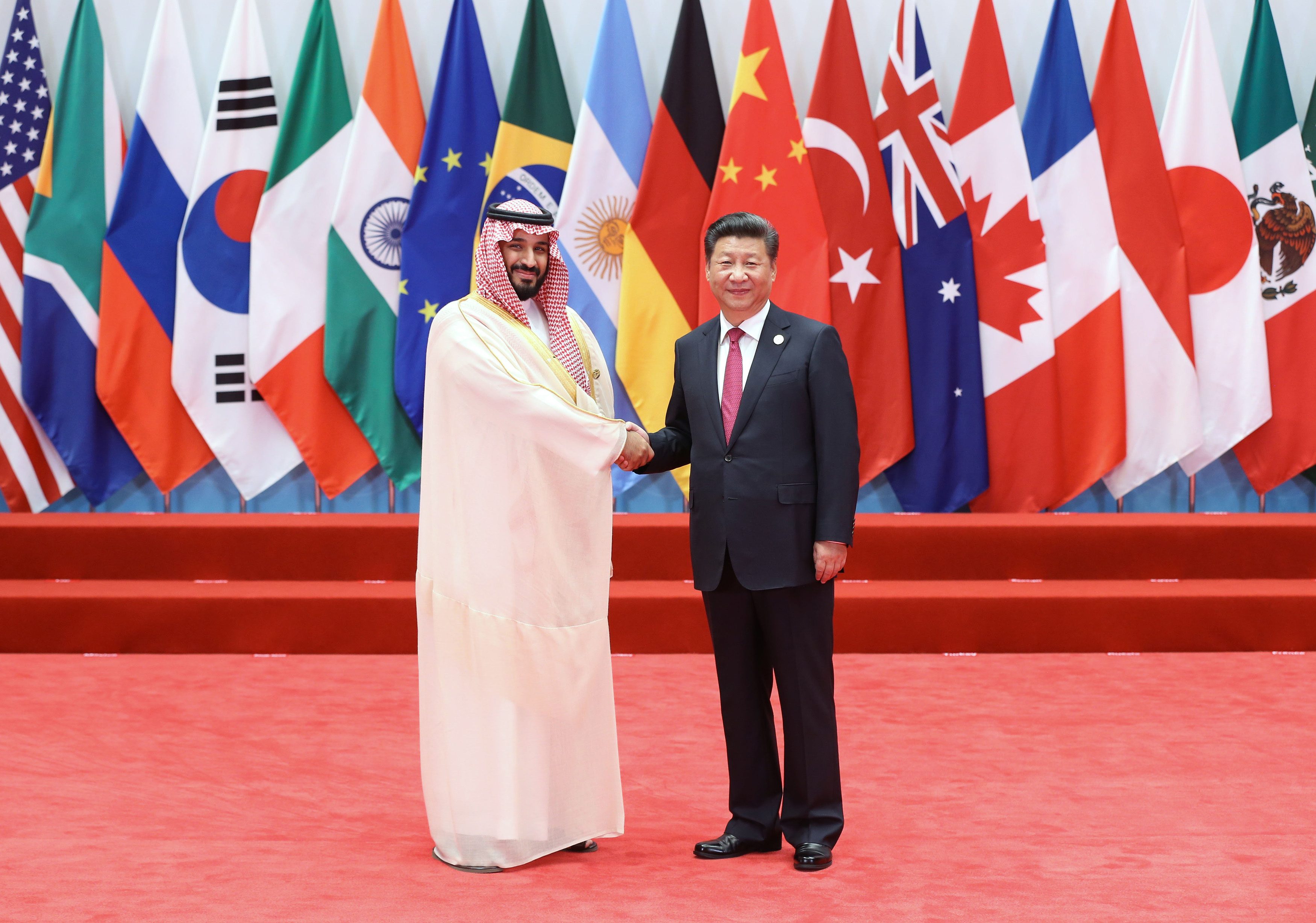 Xi Jinping accueille Mohammed bin Salman à la cérémonie d’ouverture du G20 à Hangzhou, Zhejiang, Chine – 5 septembre 2016