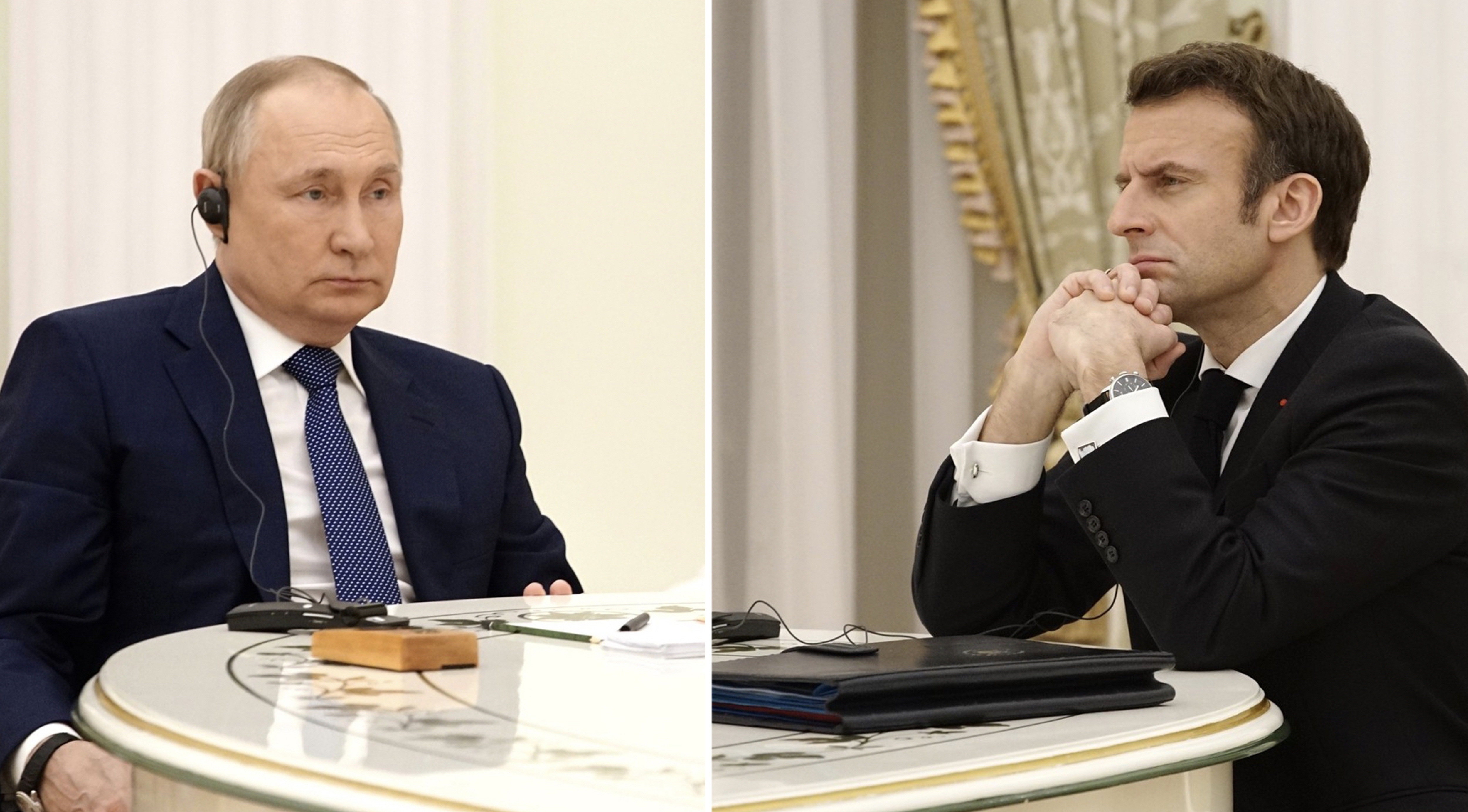 Rencontre entre le président Vladimir Poutine et le président Emmanuel Macron en visite au Kremlin, 7 février 2022