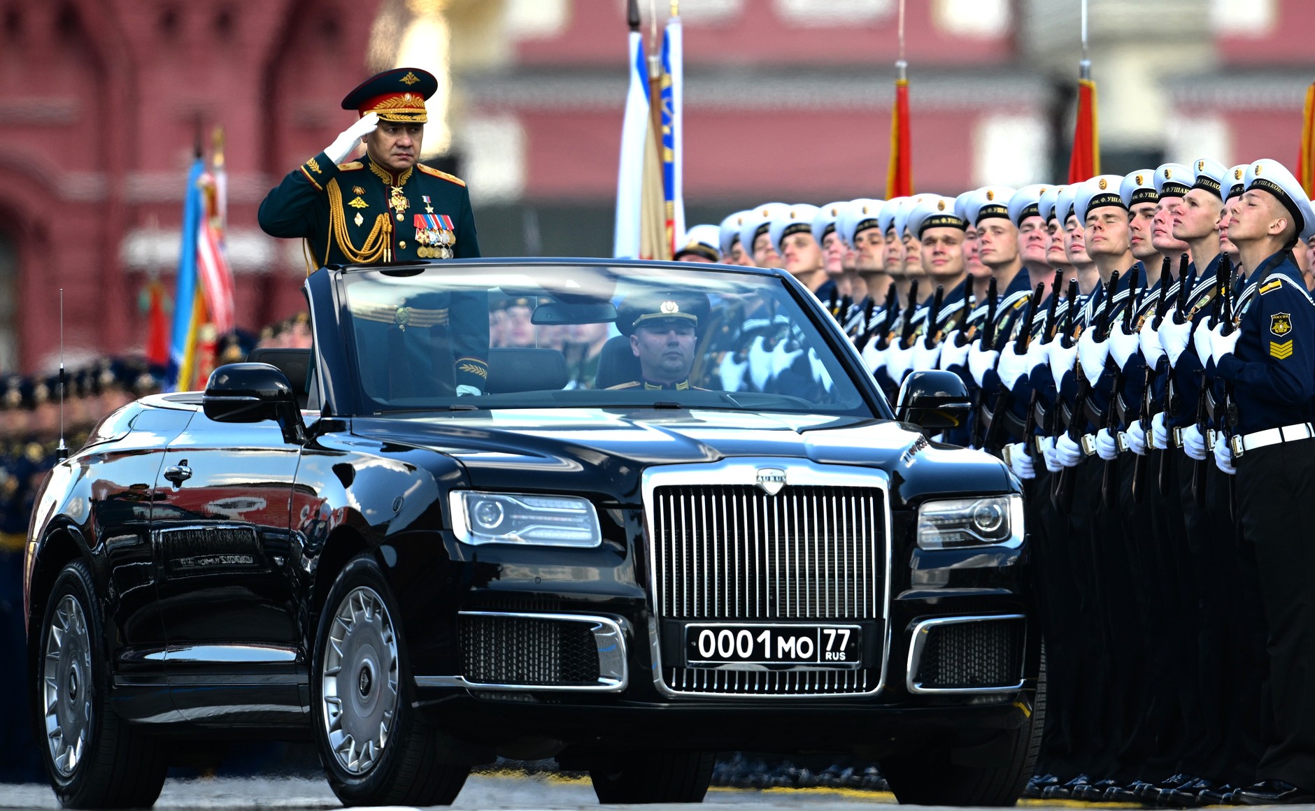 Le ministre russe de la Défense Sergueï Choïgu lors du défilé militaire à la Place Rouge, Moscou, 9 mai 2023.