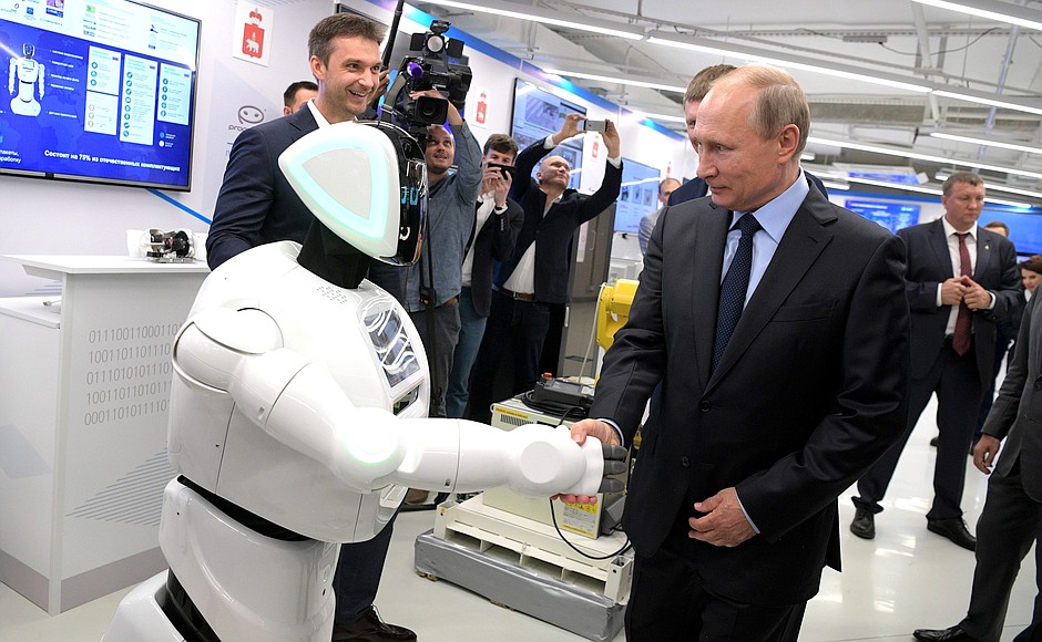 Vladimir Putin visiting a technological exhibition, Perm, 2017