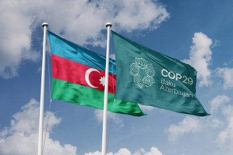 Drapeaux de l'Azerbaïdjan et de la COP 29