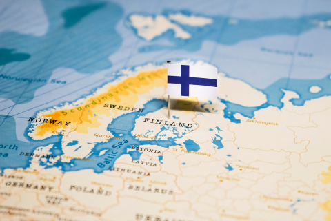 Finnish Flag on The World Map