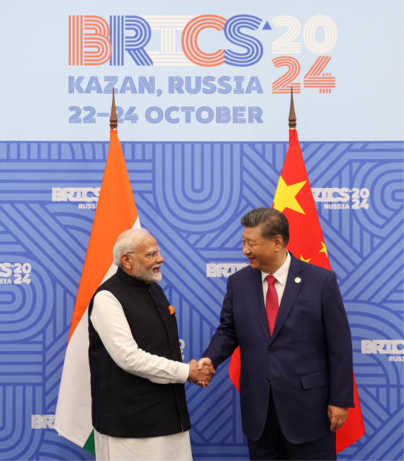 Indian Prime Minister Modi Meets with Chinese President Xi, Kazan, Tatarstan, Russia - 23 Oct 2024