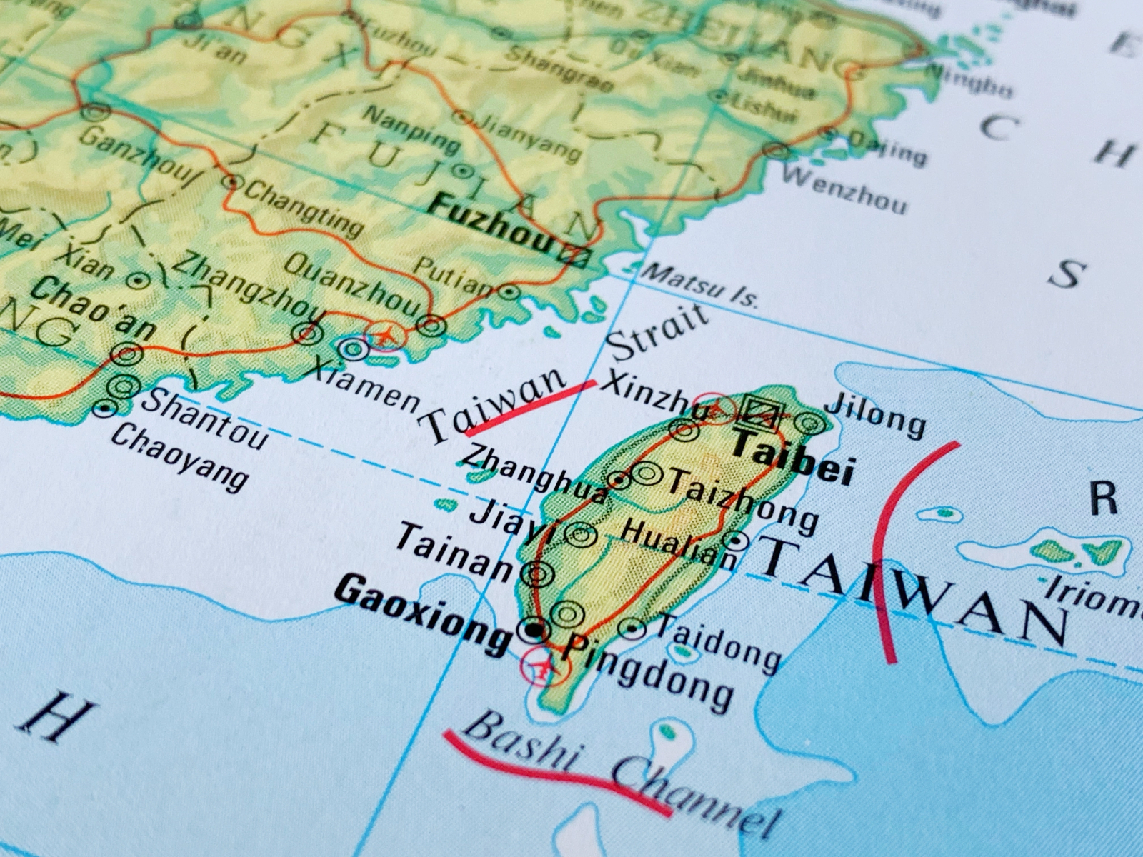 Map of Taiwan and the Taiwan Strait